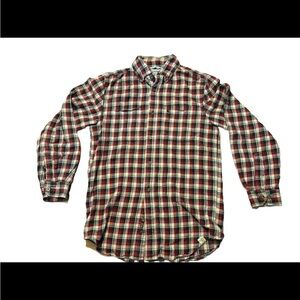 Carhartt Plaid Button Up Shirt Red Small Relaxed Fit Lightweight Long Sleeve